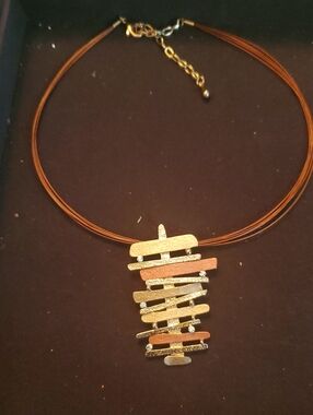 Multi-Tone Layered Bar Pendant Necklace - Women